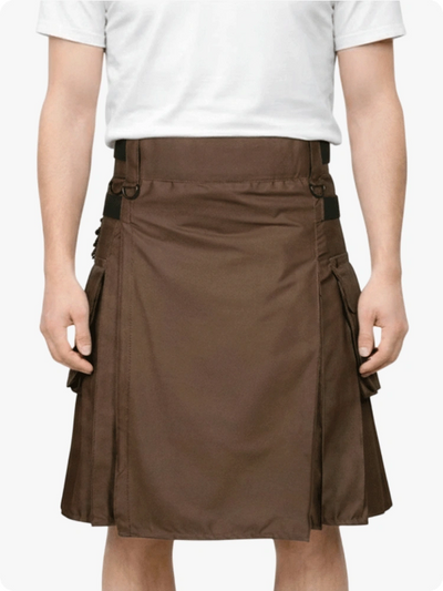 Kilt utility marrón chocolate con correa de cuero