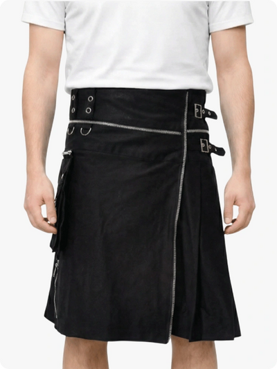 Kilt Utility Gótico Negro Premium Hecho a Medida