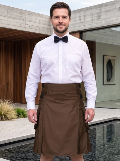 Kilt utility marrón chocolate con correa de cuero