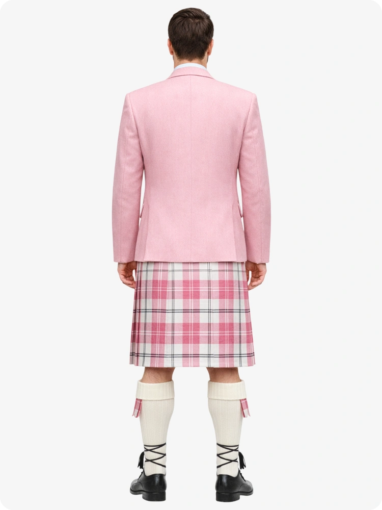 Ailsa Pink Plaid Tartan Kilt And Pink Argyle Jacket Kilt Outfit