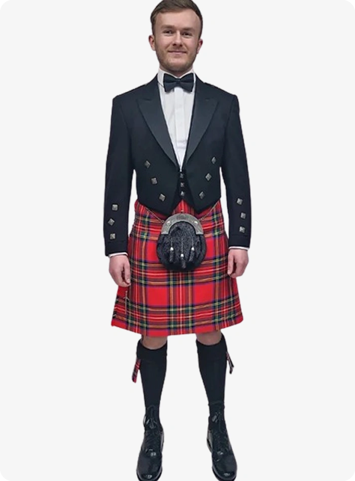 Custom Made Black Argyle Kilt Outfit