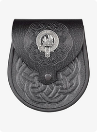 Black Celtic Clan Crest Leather Sporran