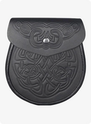 Black Celtic Embossed Leather Sporran
