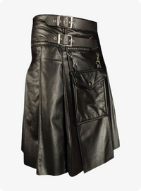 Black Cowhide Leather kilt