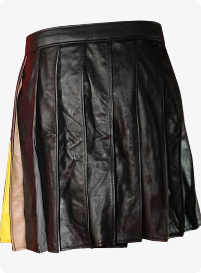 Custom Made Black Fashion Leather Kilt