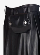 Black Leather Full Pleated Kilt