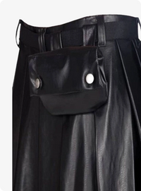 Black Leather Full Pleated Kilt