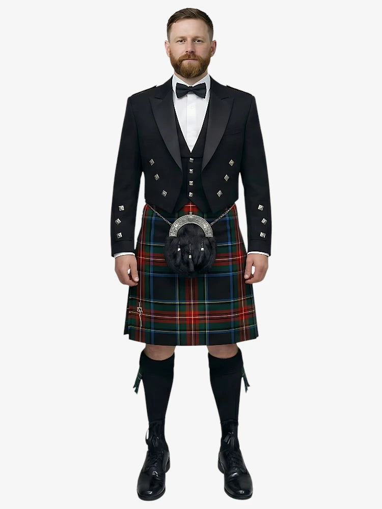 Conjunto de Kilt Prince Charlie en Tartan Black Stewart