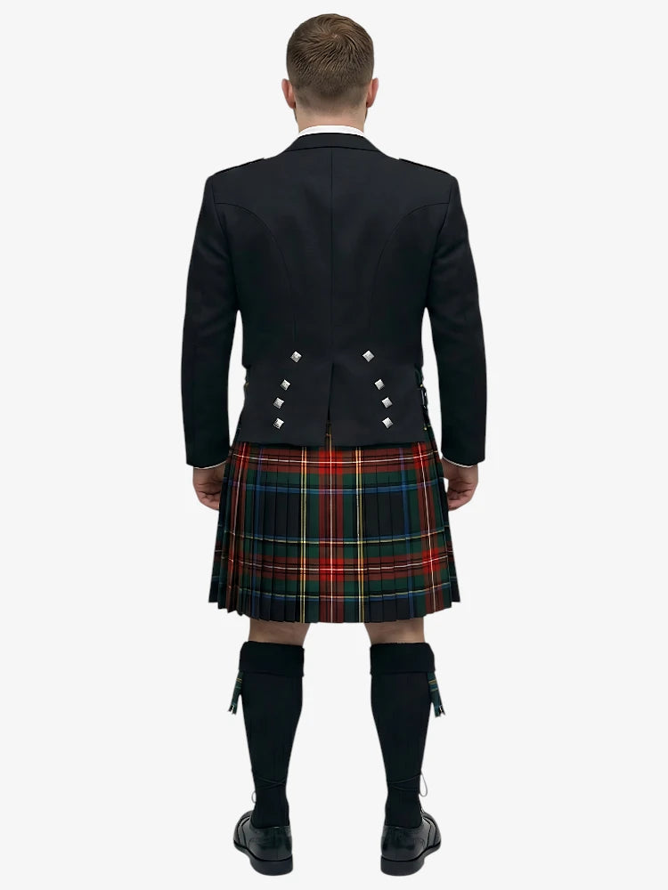 Conjunto de Kilt Prince Charlie en Tartan Black Stewart