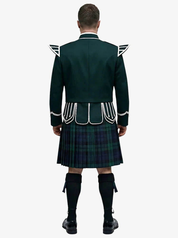 Conjunto Kilt Doublet de Tartan Black Watch con Chaqueta Verde Oscuro