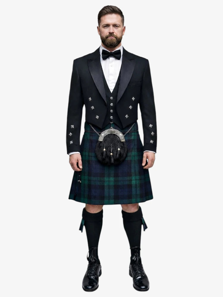 Conjunto de Kilt Prince Charlie en Tartán Black Watch