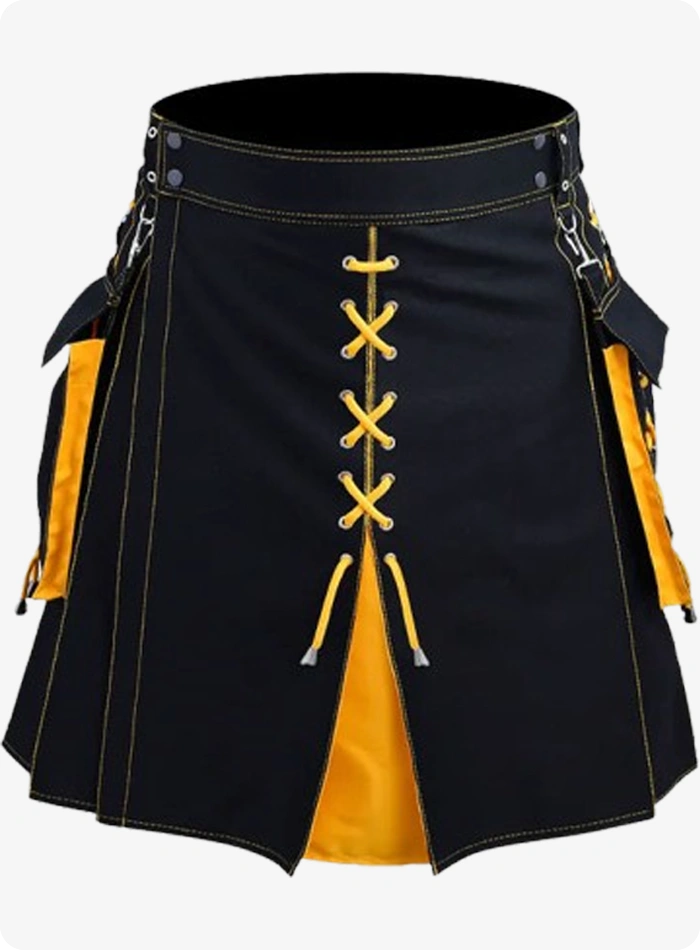 Custom Made Scottish Black & Yellow Women's Hybrid Kilt