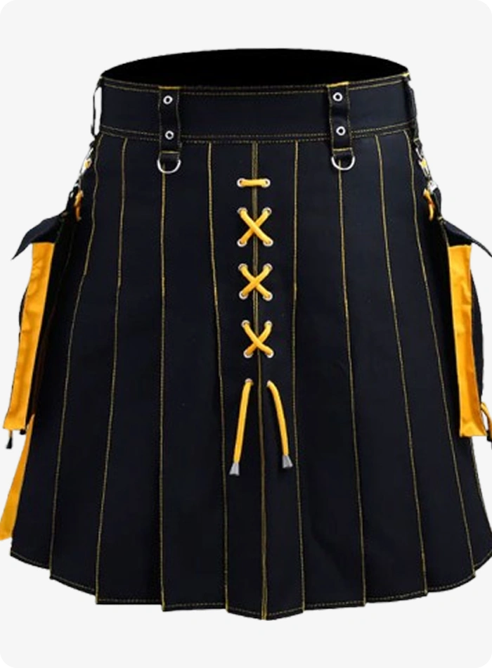 Custom Made Scottish Black & Yellow Women's Hybrid Kilt