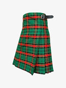Green plaid kilt with a belt on a white background
