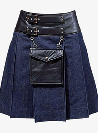 Blue Denim Leather Kilt