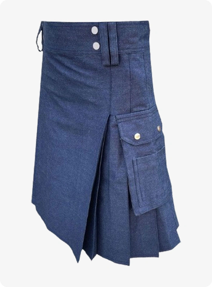 Custom Made Blue Scottish Denim Kilt