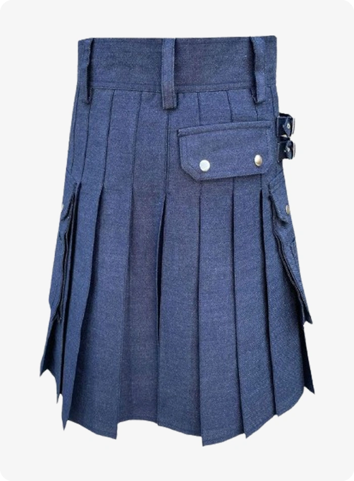 Custom Made Blue Scottish Denim Kilt