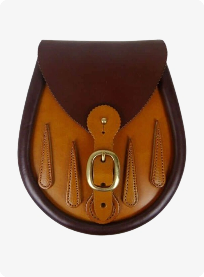 Custom Made Brown Tan Teardrop Lomond Leather Sporran