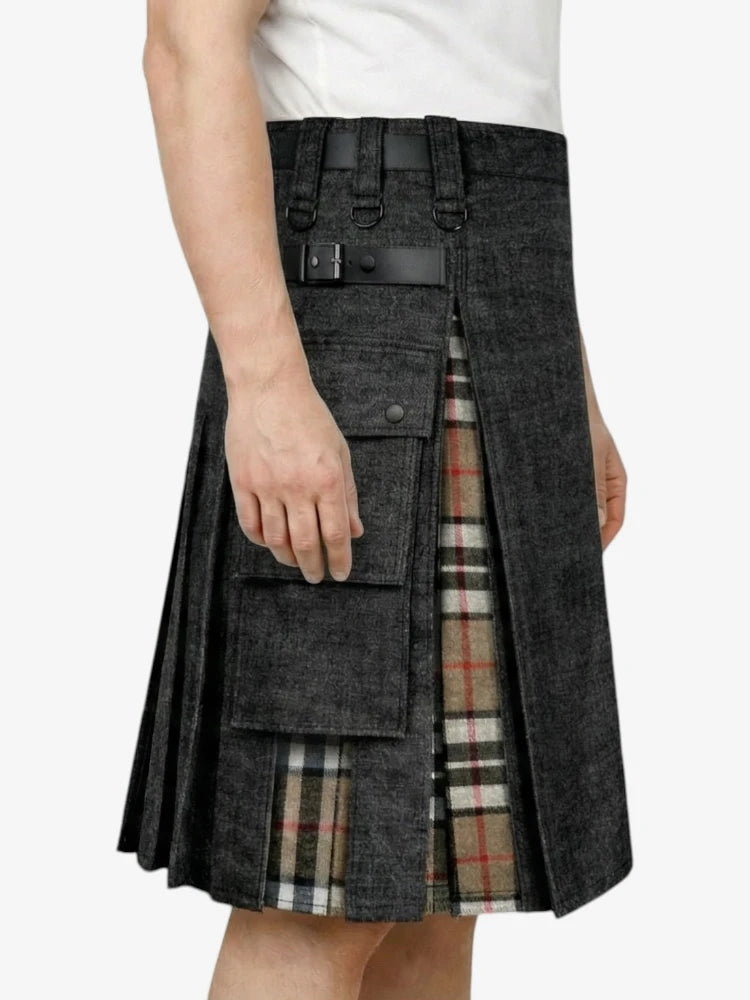 Falda Escocesa Vaquera Negra Tartan Campbell