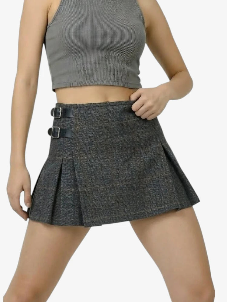Kilt de Tweed Gris Carbón para Mujer