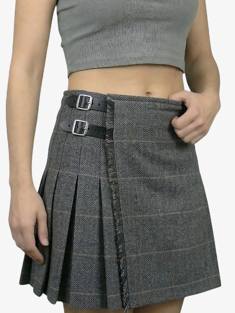Kilt de Tweed Gris Carbón para Mujer