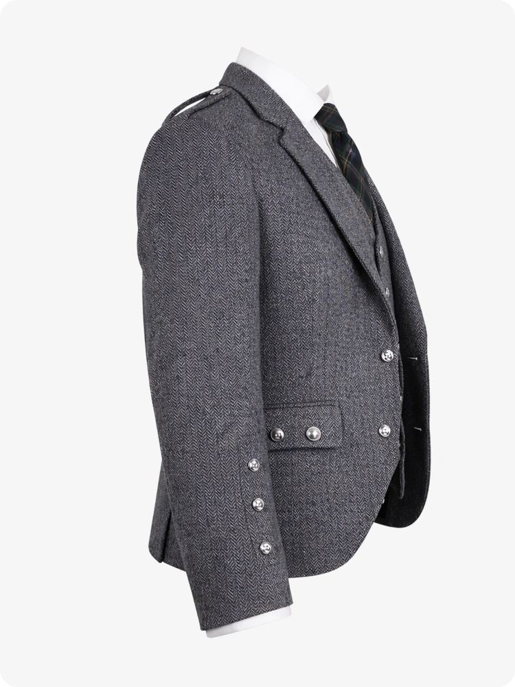Charcoal Herringbone Tweed Argyle Jacket