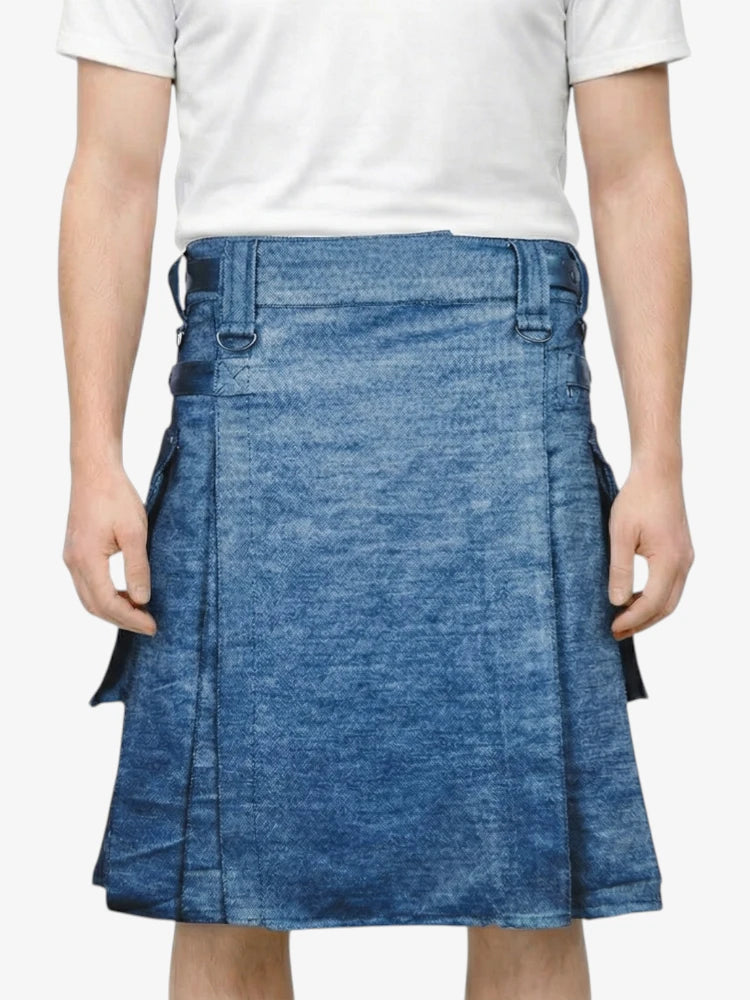 Kilt Utility Azul Clásico con Correas Ajustables