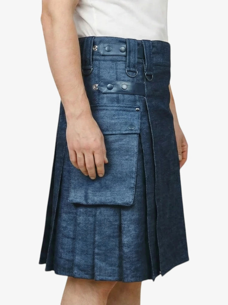 Kilt Utility Azul Clásico con Correas Ajustables