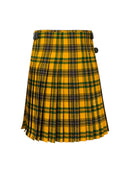 Yellow and green plaid kilt on a white background