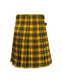Yellow and green plaid kilt on a white background