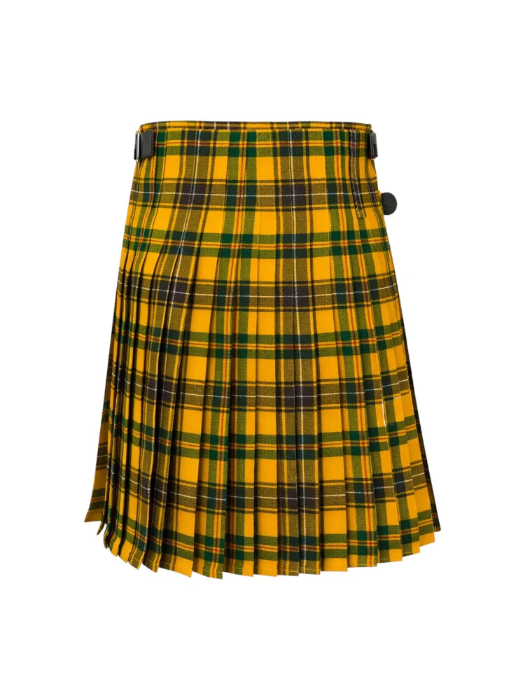 Yellow and green plaid kilt on a white background