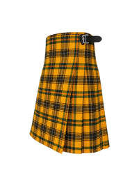 Yellow and black plaid kilt on a white background