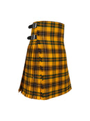 Yellow and black plaid kilt on a white background