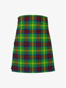Plaid kilt with green, red, and yellow pattern on a white background