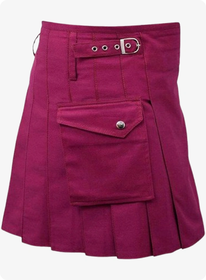 Cotton Jeans Pink Utility Kilt