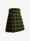 Green plaid kilt with silver buckles on a white background
