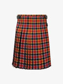 Plaid kilt with a colorful pattern on a white background