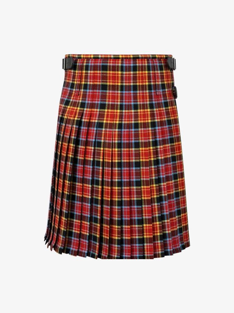Plaid kilt with a colorful pattern on a white background