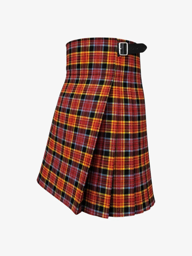 Plaid kilt with a belt on a white background
