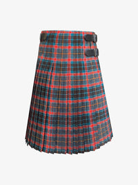 Plaid kilt with red and blue patterns on a white background