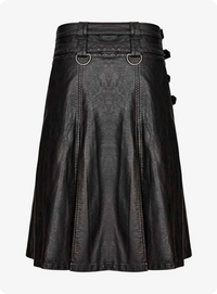 Cowhide Black Leather Gothic Kilt