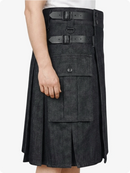Black kilt with belt and pockets on a white background