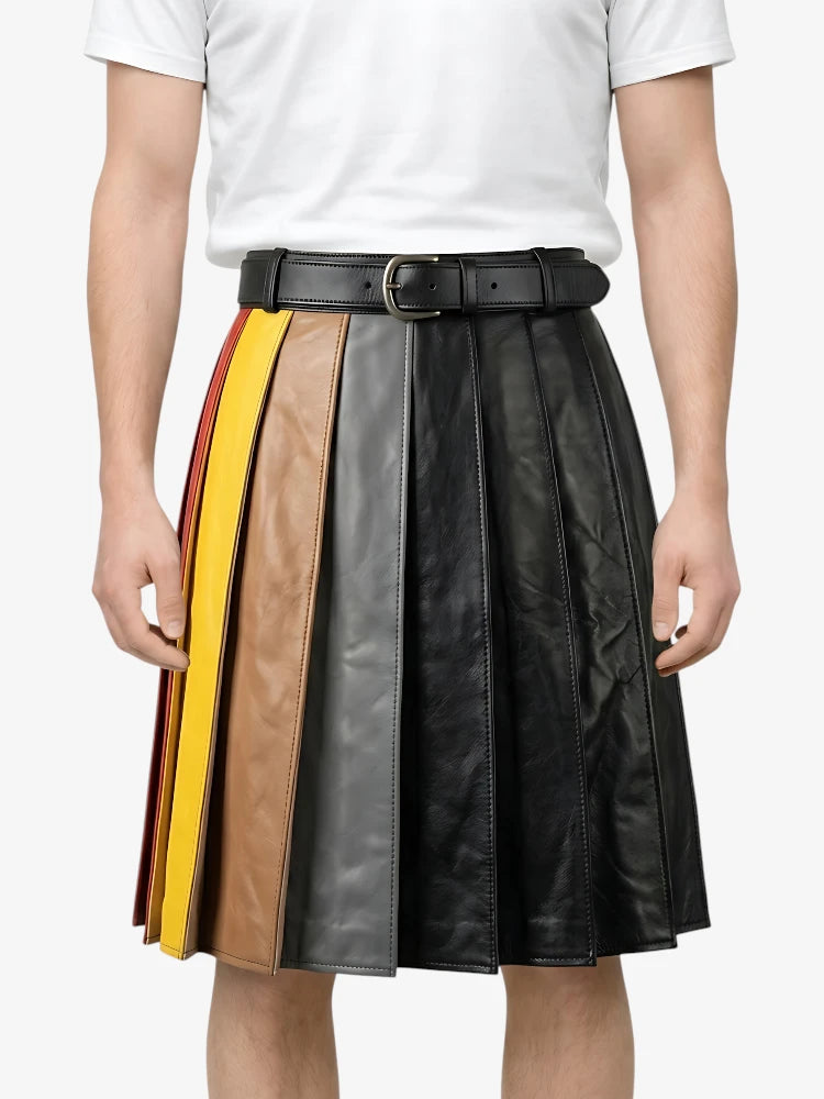 Kilt de cuero negro de moda hecho a medida