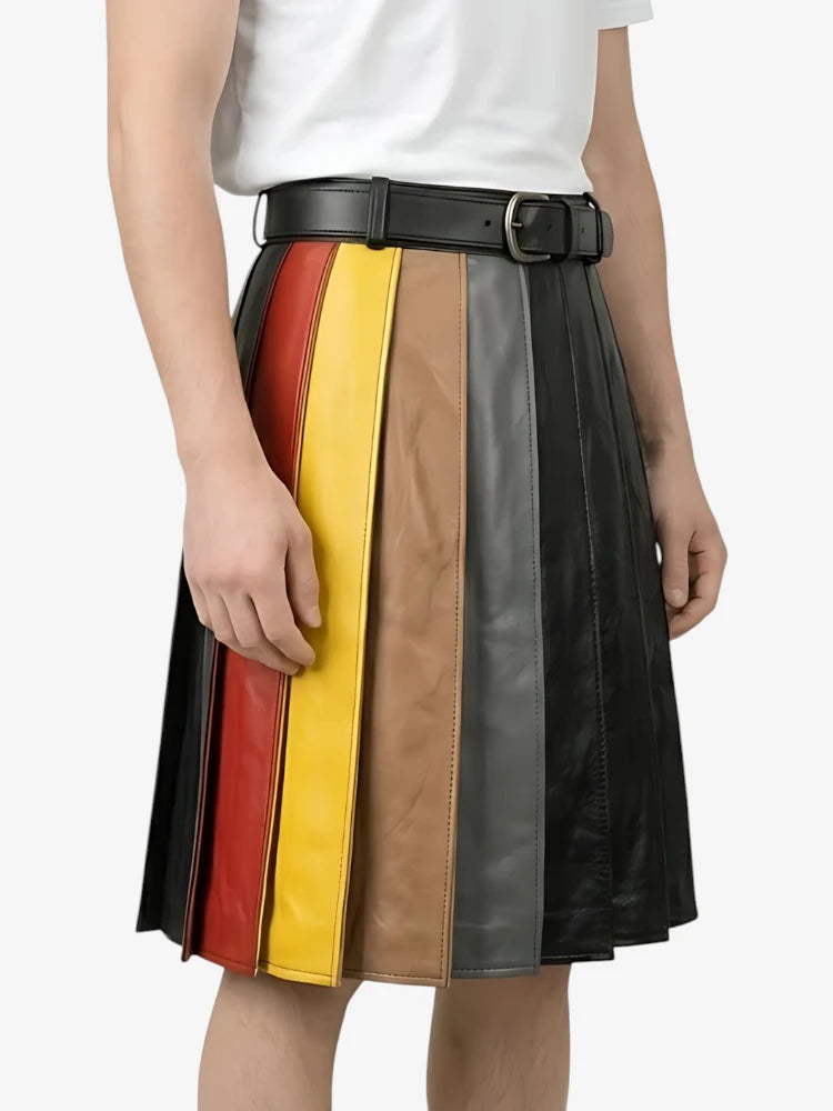 Kilt de cuero negro de moda hecho a medida