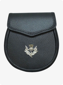 Custom Made Black Leather Kilt Sporran