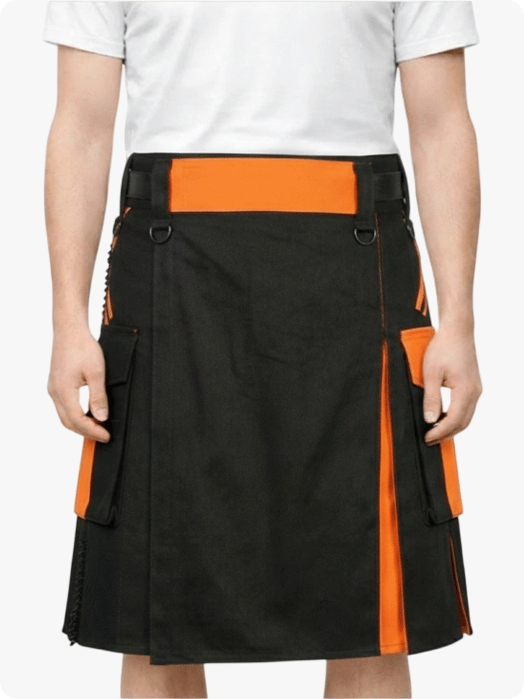 Kilt Utility negro y naranja hecho a medida