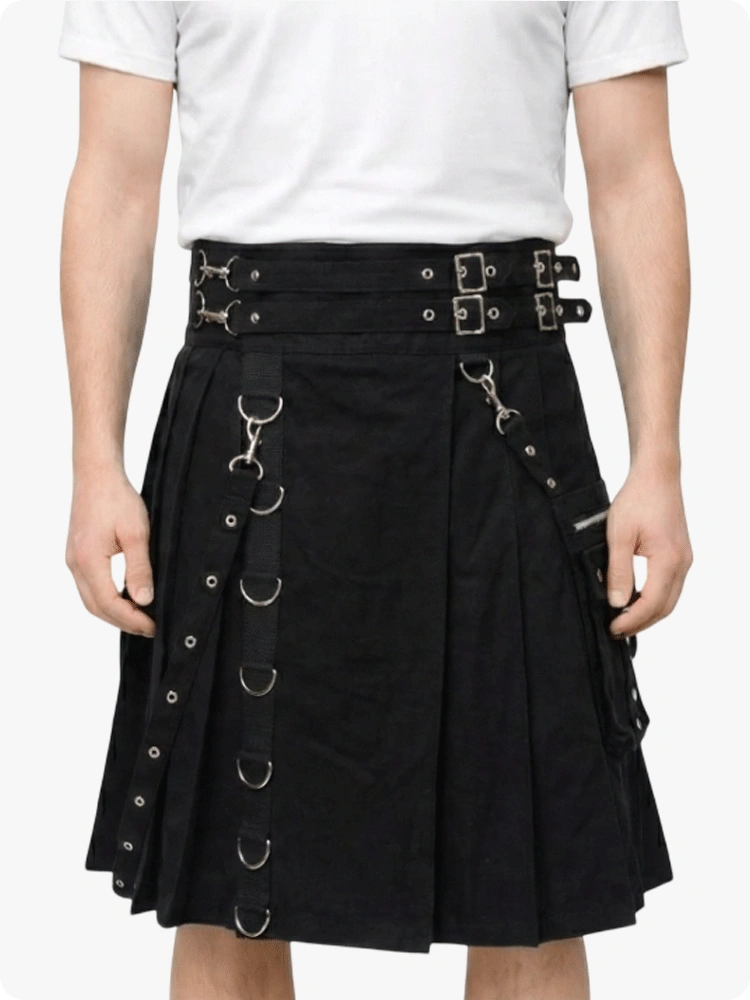 Custom Made Black Utility Gothic Kilt