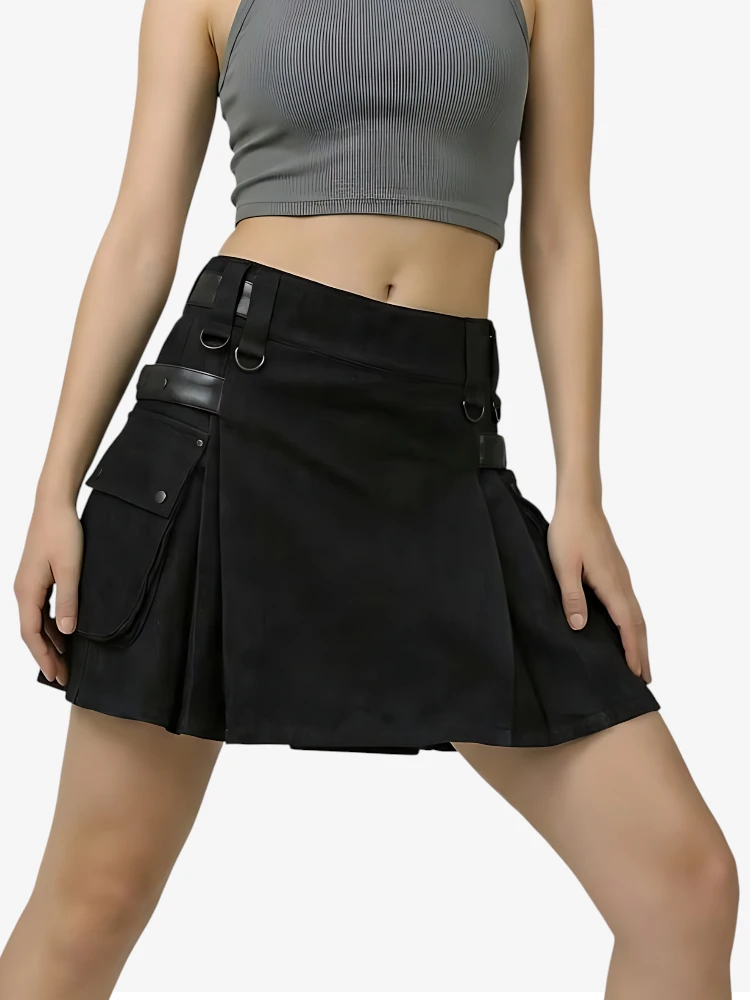 Kilt Utility Negro Hecho a Medida para Mujer