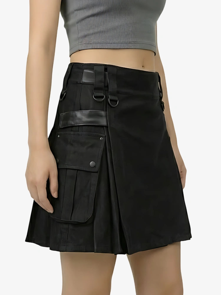 Kilt Utility Negro Hecho a Medida para Mujer
