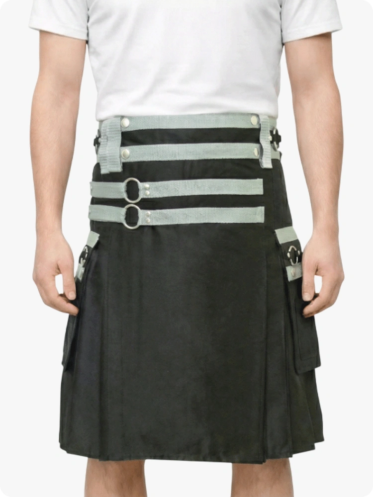 Custom Made Black and Grey Utility Kilt